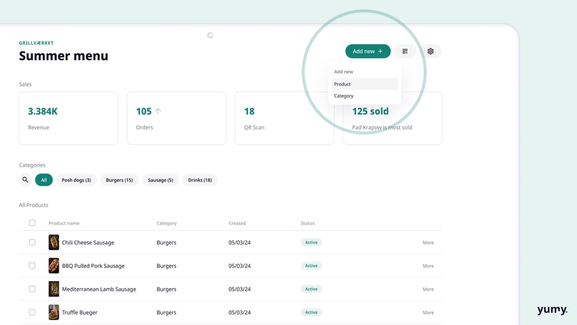 Sådan opretter du et produkt til din digitale menu